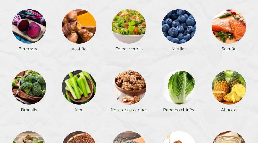 Alimentos anti-inflamatórios para incluir em seu cardápio