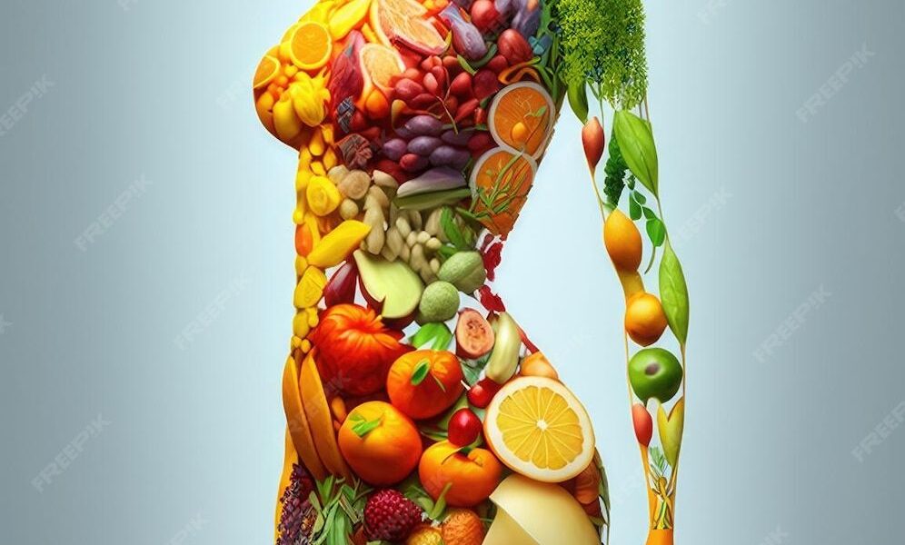 Corpo feminino feito de vegetais frescos e saudáveis Fundo do conceito do Dia Mundial da Saúde | Foto Premium