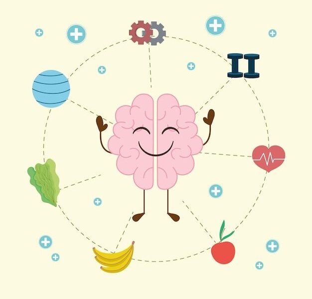 Saúde mental e estilo de vida saudável relacionados | Vetor Premium