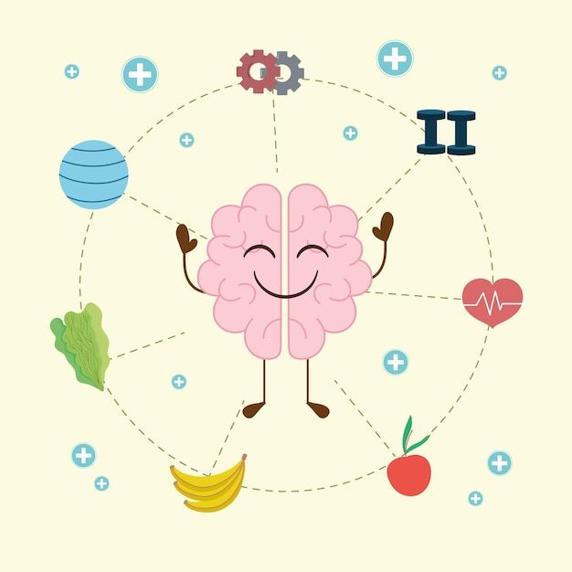 Saúde mental e estilo de vida saudável relacionados | Vetor Premium
