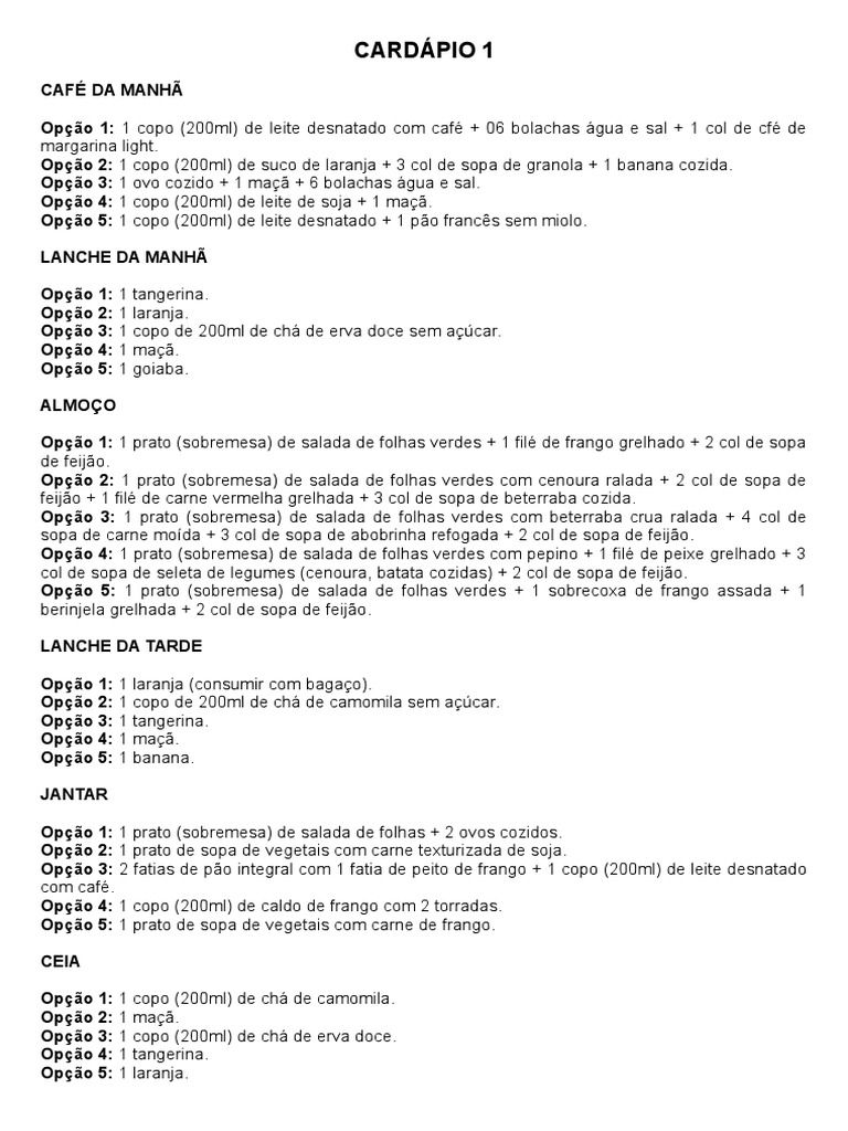 Cardápio 1 | PDF