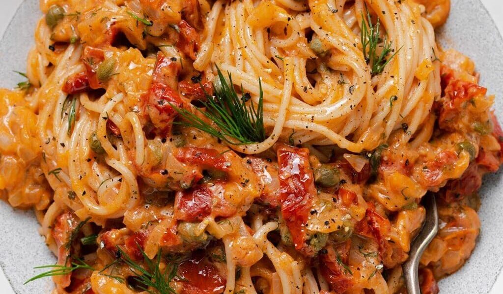 Creamy Sun-Dried Tomato Pasta with Capers and Dill