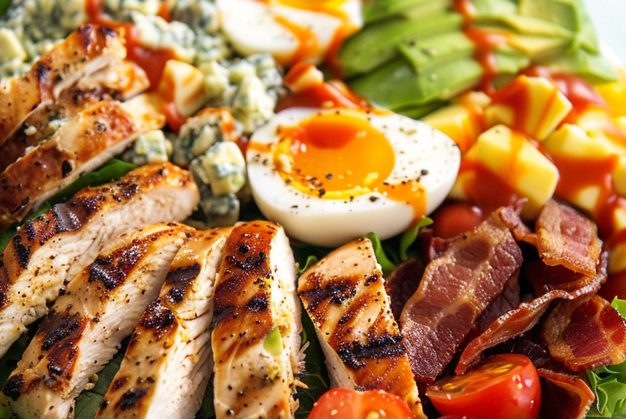 Easy Keto Chicken Cobb Salad Recipe with Blue Cheese Dressing for a Healthy Meal