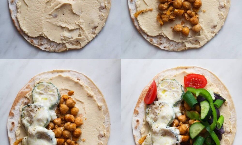 Easy Vegetarian Hummus Wraps (Healthy Lunch Recipe!)