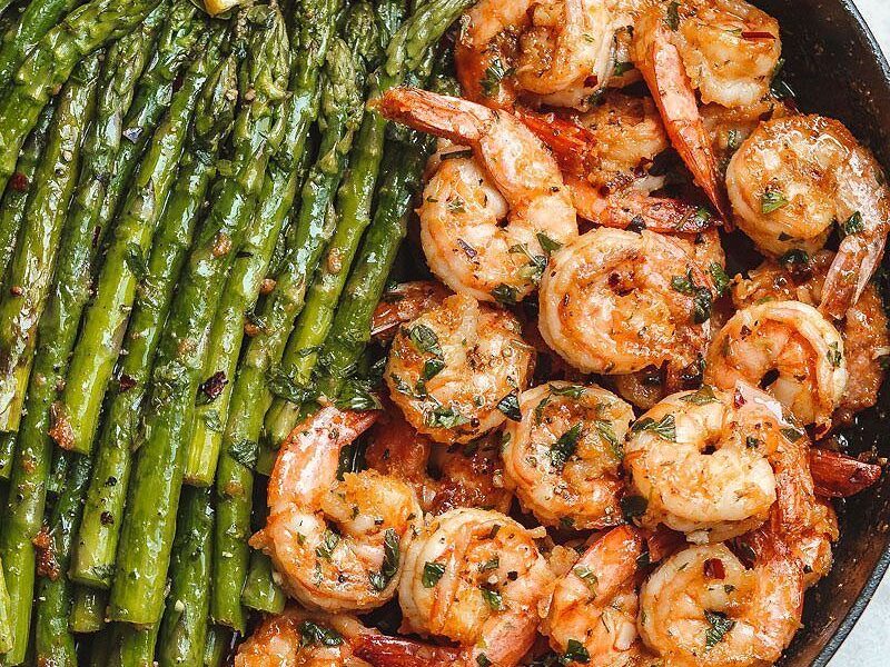 Garlic Butter Shrimp with Asparagus