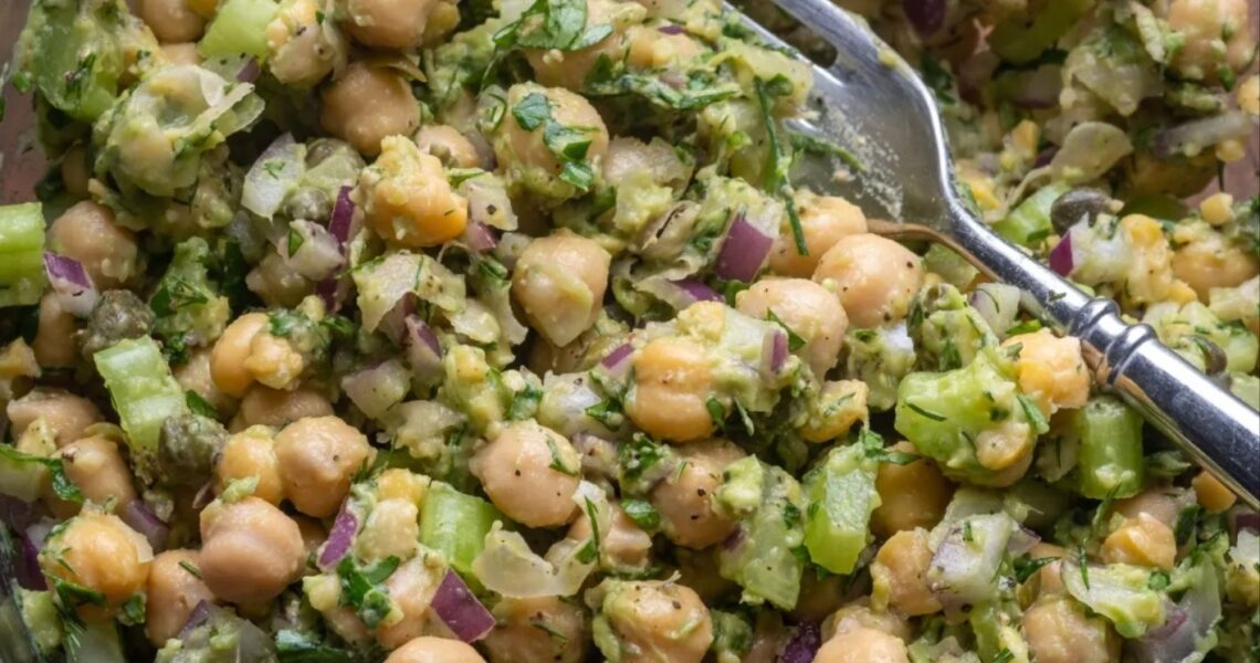 Herb Smashed Chickpea Salad Stuffed Pitas