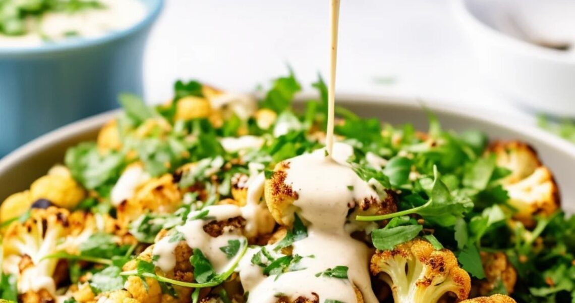 Lebanese Roasted Cauliflower with Tahini Sauce - Cooking Mediterranean