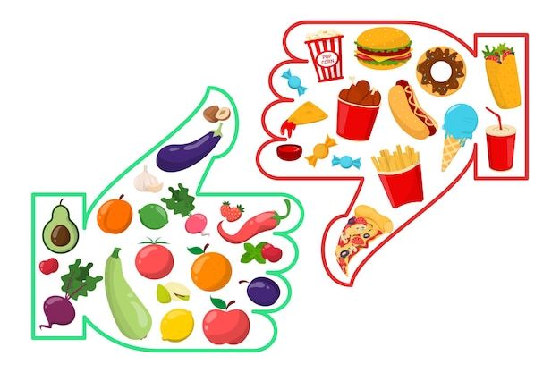 Premium Vector | Healthy vs junk food illustration