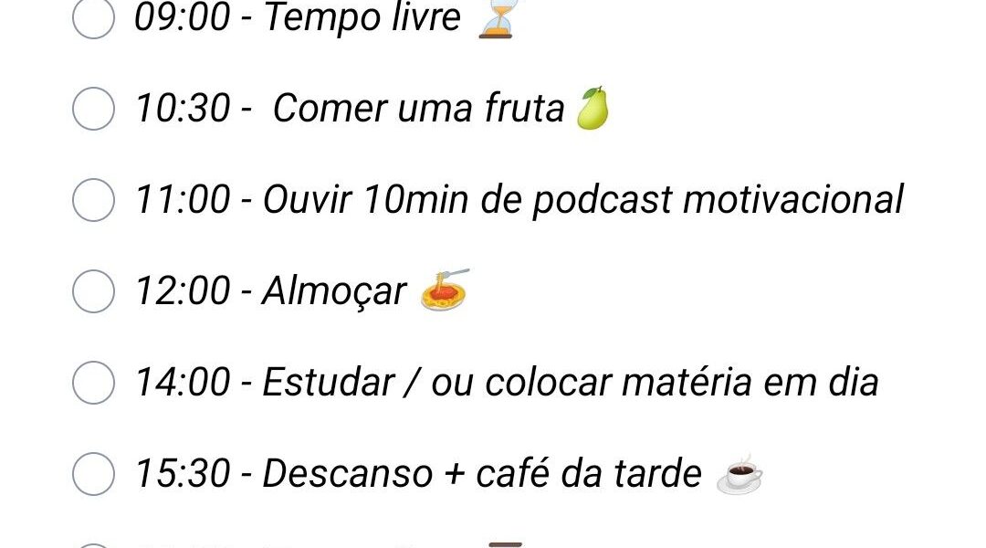 Rotina produtiva saudável