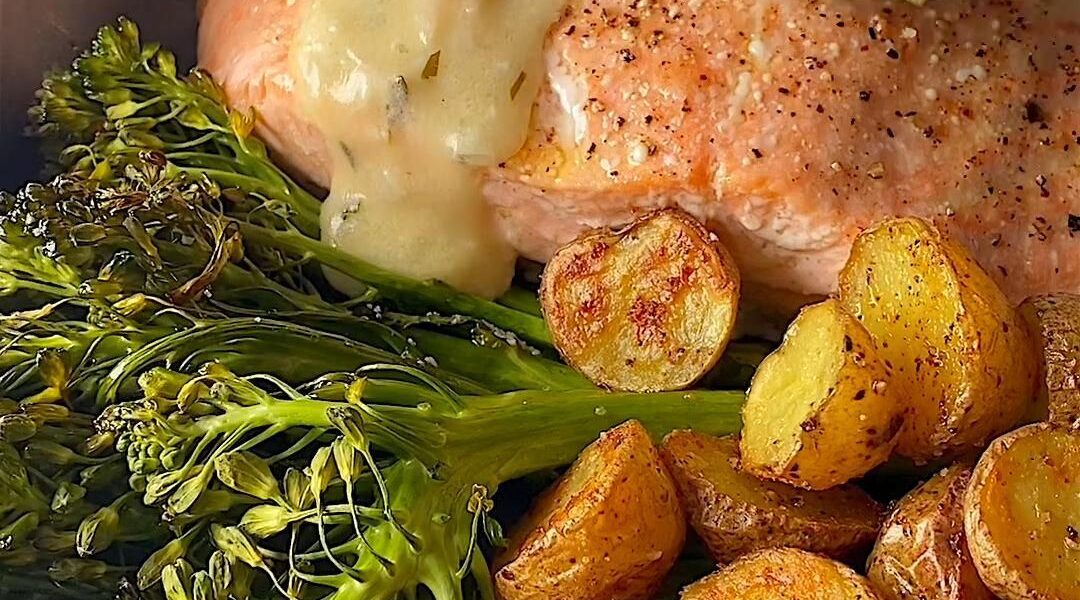Sheet Pan Baked Salmon with Lemon Sauce