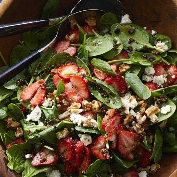 Spinach-Strawberry Salad with Feta & Walnuts
