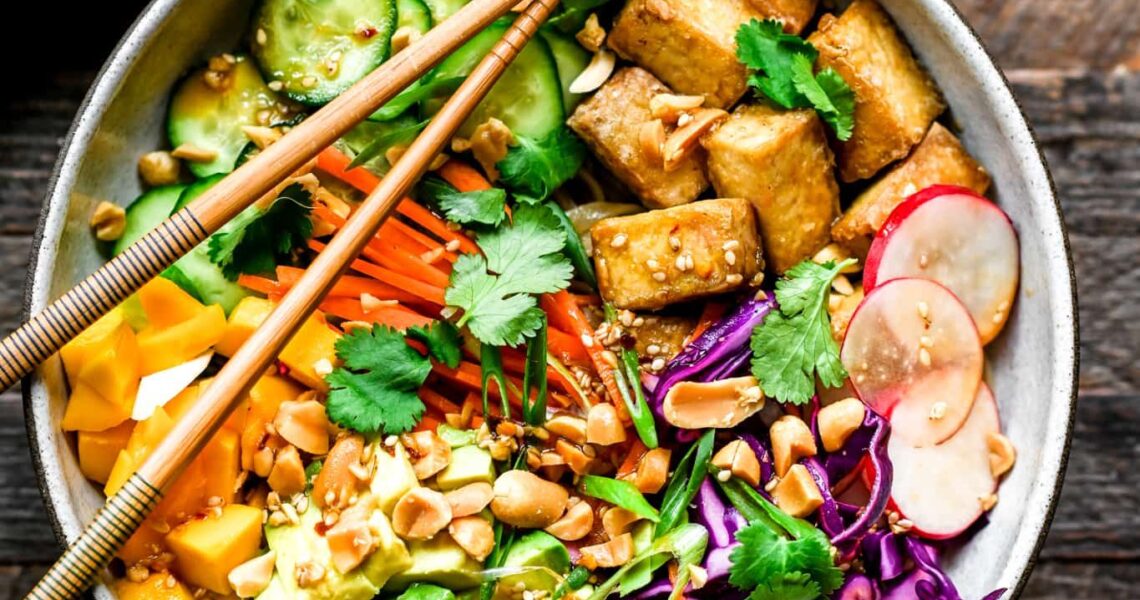 Easy Vegan Spring Roll Bowls with Crispy Tofu (30 min) | Crowded Kitchen