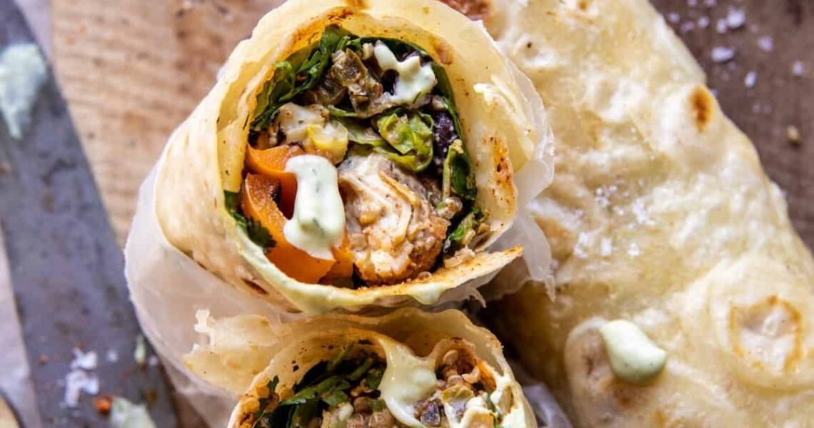 Fajita Chicken and Avocado Ranch Salad Wraps | halfbakedharvest.com