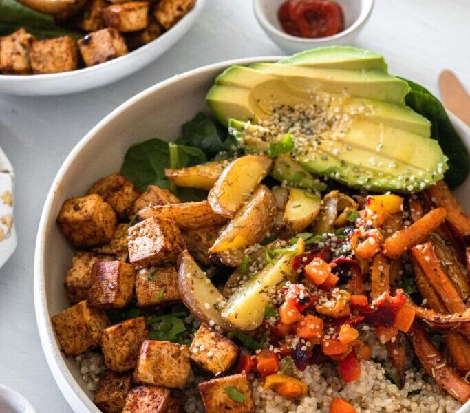 Mediterranean Roasted Tofu and Veggies Nourish Bowls — Zest & the City