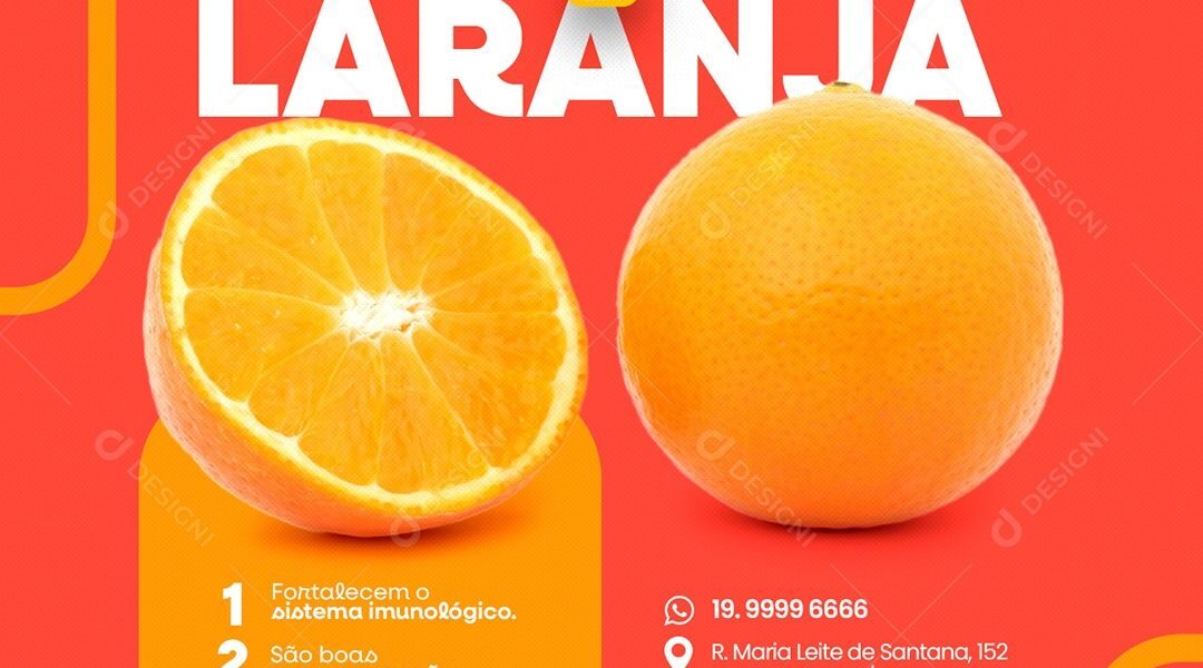Os Benefícios Da Laranja Fortalecem O Sistema Imunológico Nutricionista Social Media PSD Editável...