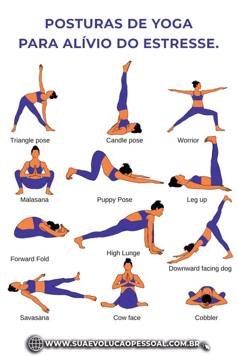 Posturas de yoga para aliviar o estresse.