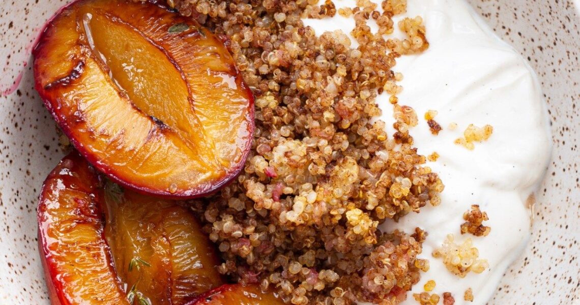 Seared Plums & Cinnamon Quinoa
