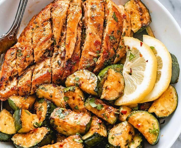 Asado Chicken and Sauteed Lemon Zucchini