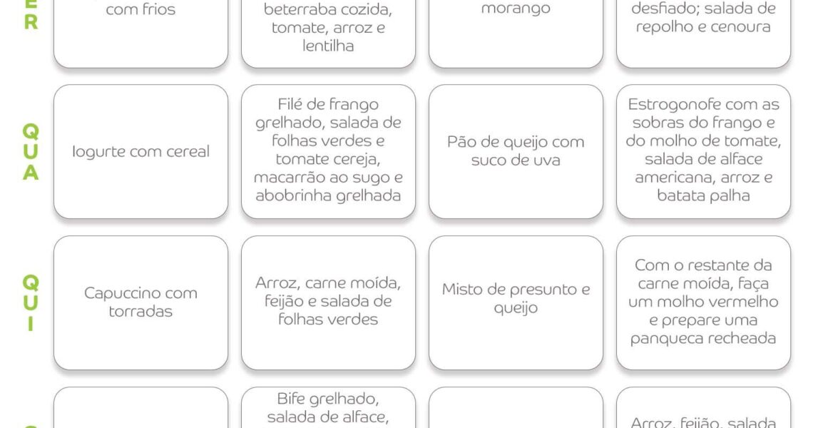 Cardápio semanal: como planejar as refeições da semana | Facilita Consul