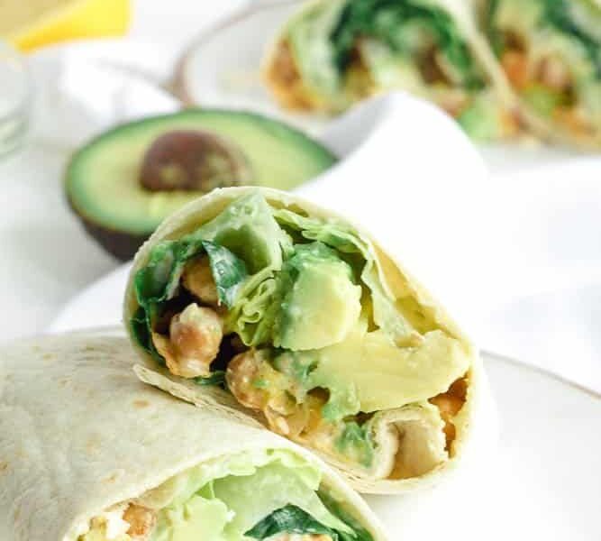 Chickpea Avocado Caesar Wraps
