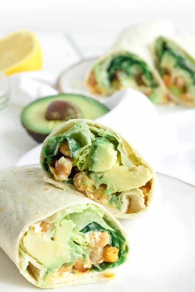 Chickpea Avocado Caesar Wraps
