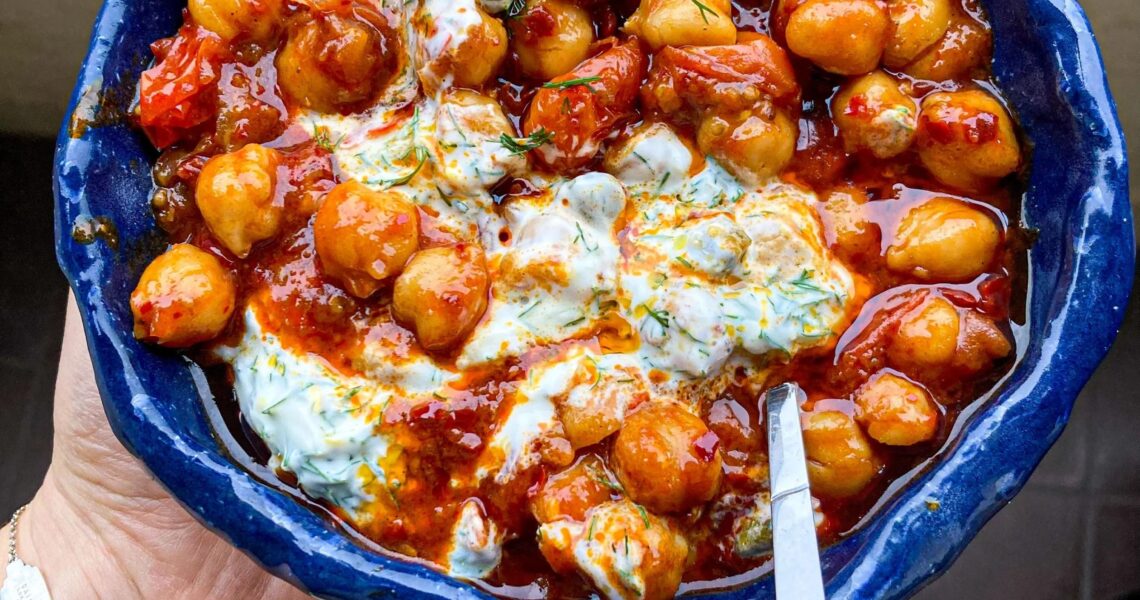 Chickpea, Tomato + Harissa Stew with Herby Yoghurt