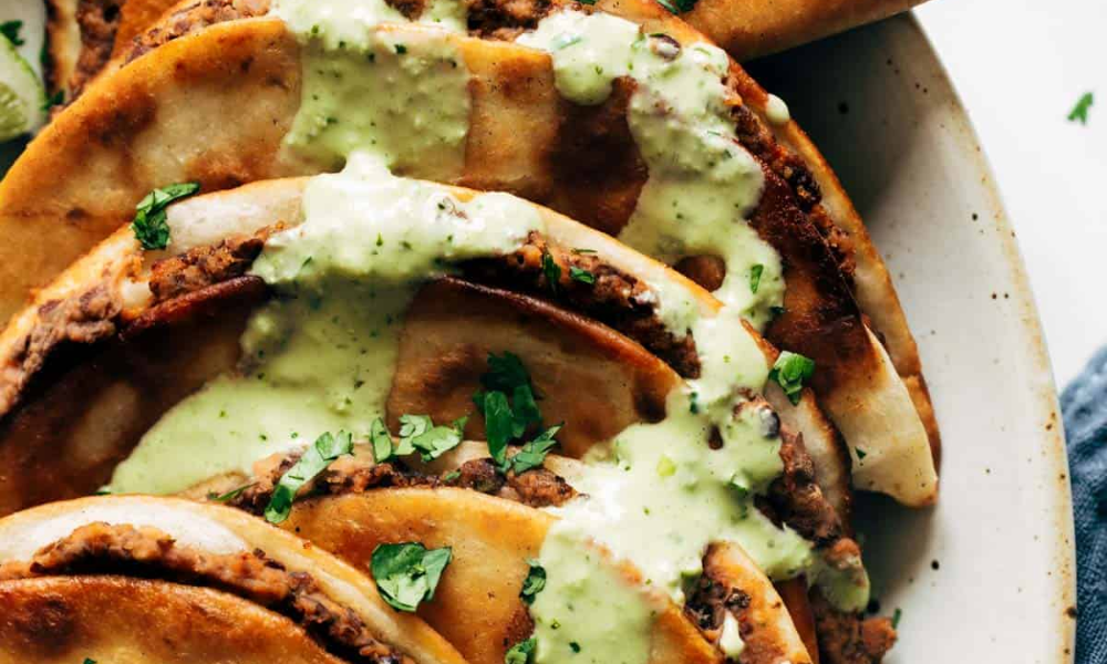 Crispy Black Bean Tacos with Cilantro Lime Sauce