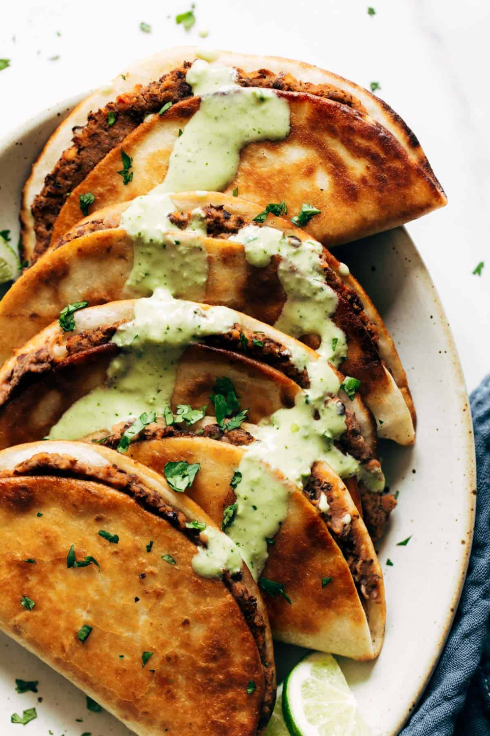 Crispy Black Bean Tacos with Cilantro Lime Sauce