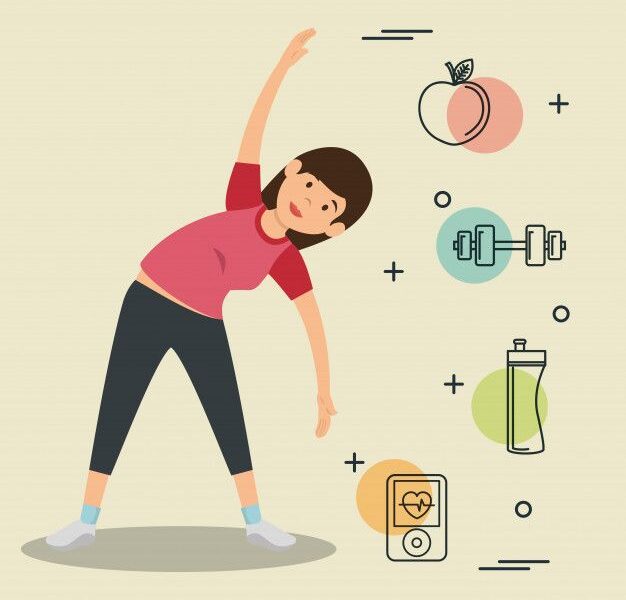 Free Vector | Woman practicing exercice with sports icons