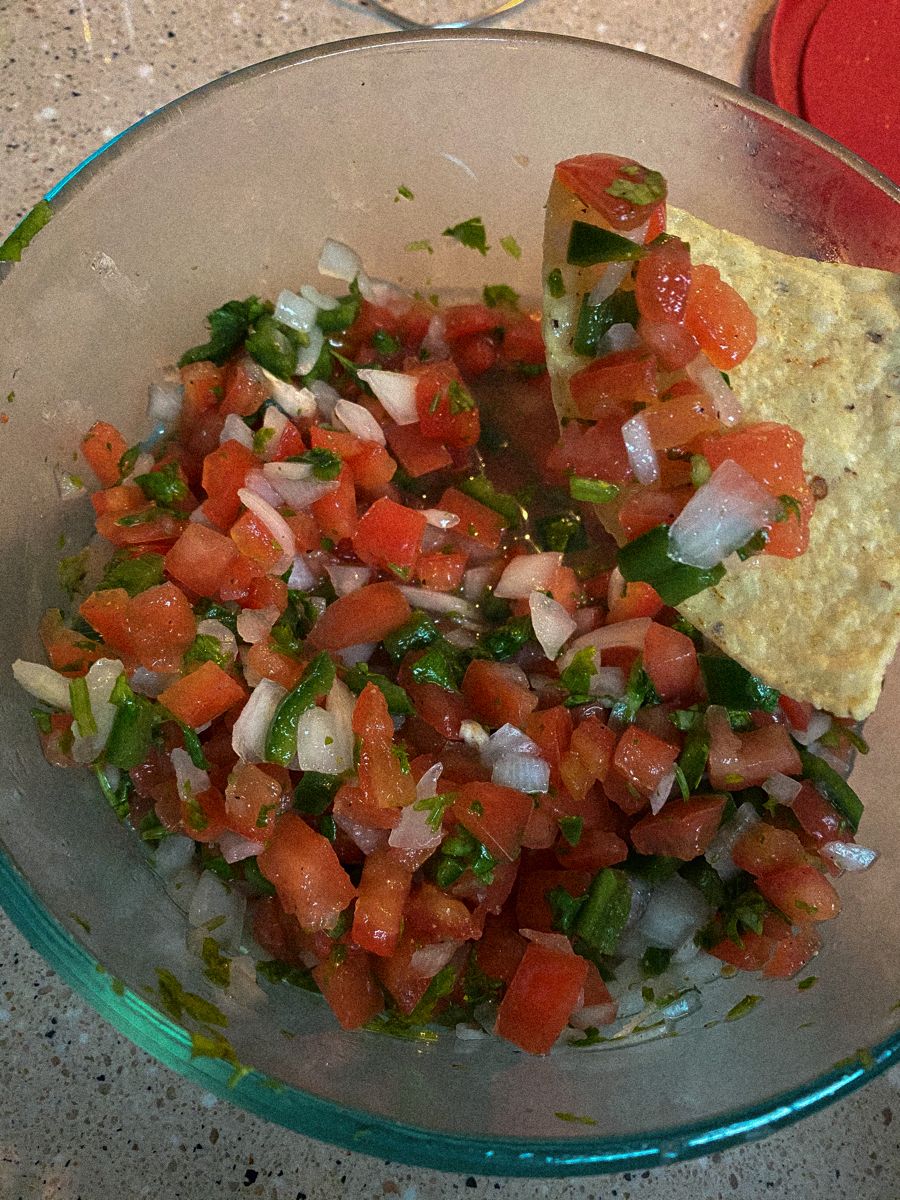 Homemade pico de gallo + Lime chips