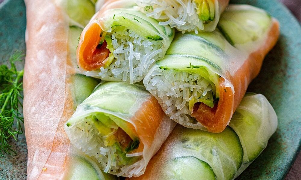 Smoked Salmon Summer Rolls Recipe - Happy Foods Tube