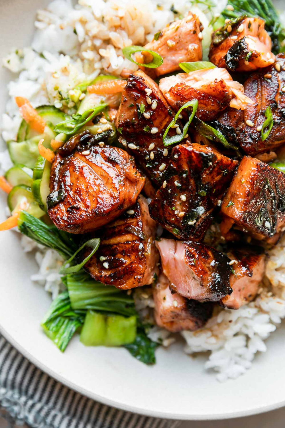 Soy-Glazed Seared Salmon Rice Bowls with Namasu | PWWB