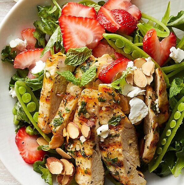 Strawberry Chicken Salad with Mint & Goat Cheese