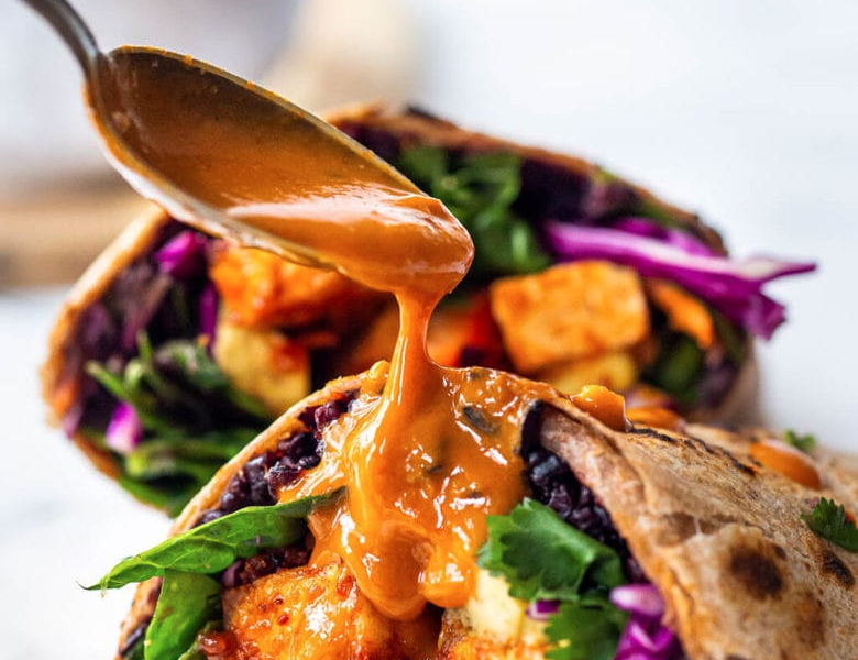 Thai Burrito with Peanut Sauce