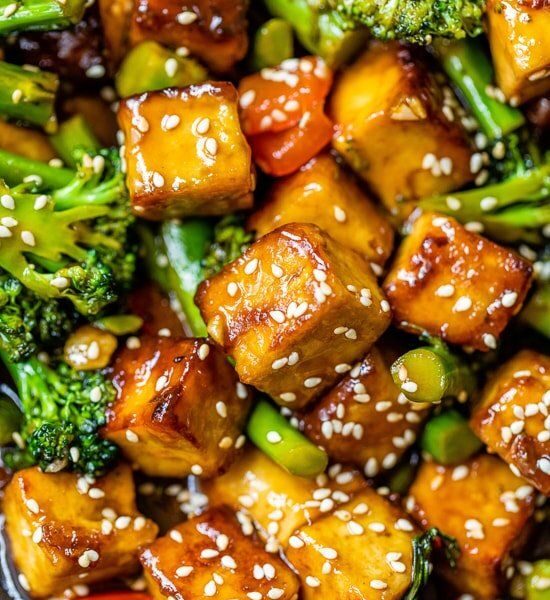 Tofu Stir Fry with Vegetables in a Soy Sesame Sauce