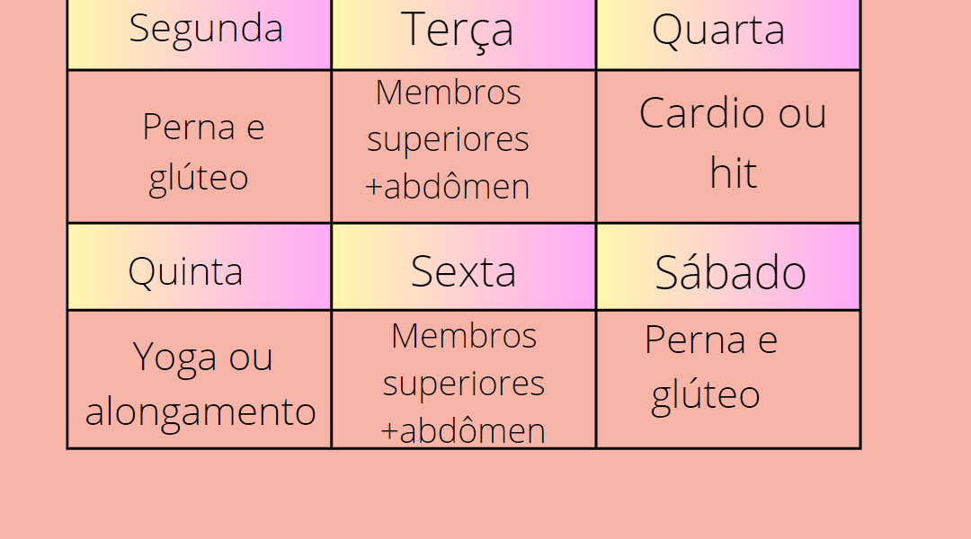 cronograma de treino em casa